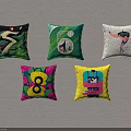 Vibrant Decorative Pillows With Diverse Artistic Prints And Colorful Patterns On Light Backdrop 3d model