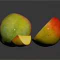 Fresh Ripe Mango With Whole Fruit Sliced Pieces Yellow Flesh Red Yellow Green Skin
