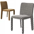 Stylish Modern Dining Chairs With Brown And Black White Houndstooth Patterns 3d model