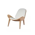 Modern Leisure Chair With White Upholstery And Sleek Wooden Frame Design