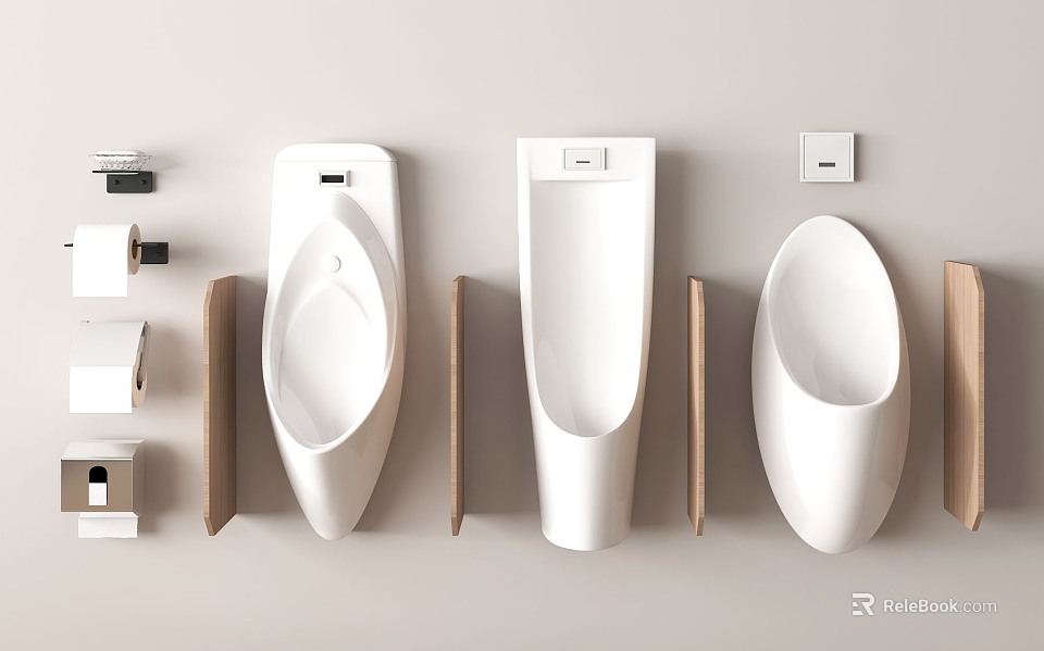 Modern Wall Mounted White Toilet Design With Bathroom Accessories In Bathroom Interior 3d model 