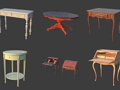 Various Stylish Dressing Table Designs With Drawers And Wooden Legs 3d model