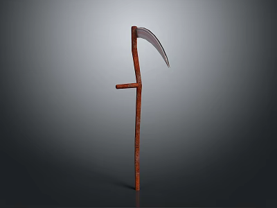 Traditional Sickle Farming Tool With Wooden Handle And Sharp Metal Blade 3d model