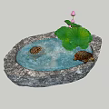 turtle rearing stone basin golden turtle lotus 3d model