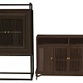 Traditional Dark Wood Sideboard with Lattice Doors and Metal Handles
