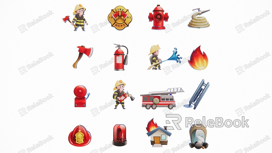 Firefighter Equipment Fire Truck Fire Extinguisher Fire Rescue Rescue Scene Silhouette model