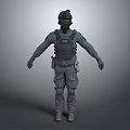 Man In Tactical Vest And Helmet With Gray Uniform And Tactical Gear