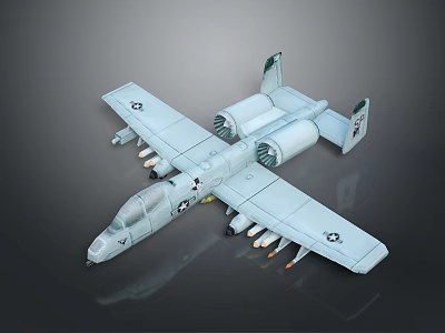 Detailed Military Aircraft Model Featuring Twin Engines Underwing Weapons And Star Insignia 3d model