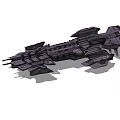 Sci Fi Purple Spaceship With Complex Geometric Structure And Sharp Edges