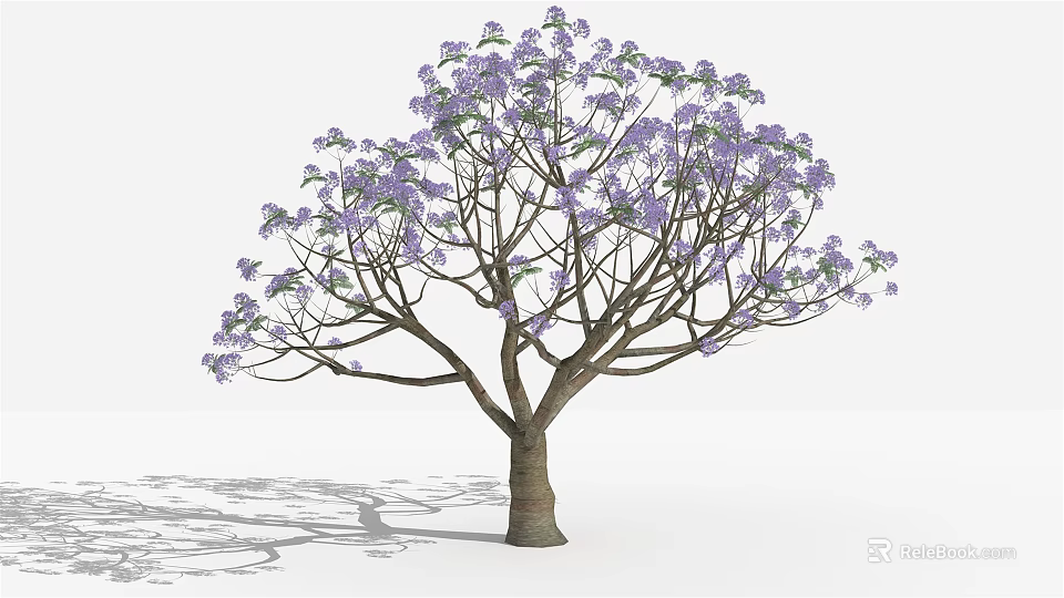 Lush Purple Flowering Arbor Tree With Brown Trunk And Spreading Branches 3d model 