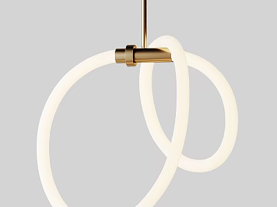 Modern Pendant Light Design With White Circular Rings And Gold Metal Connector 3d model