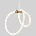 Modern Pendant Light Design With White Circular Rings And Gold Metal Connector