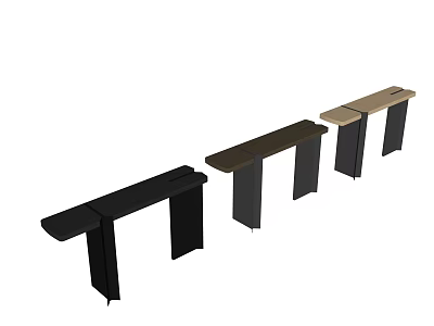 Modern Entryway Side Cabinet with Long Tabletop Support Legs in Black Dark Brown Light Brown 3d model