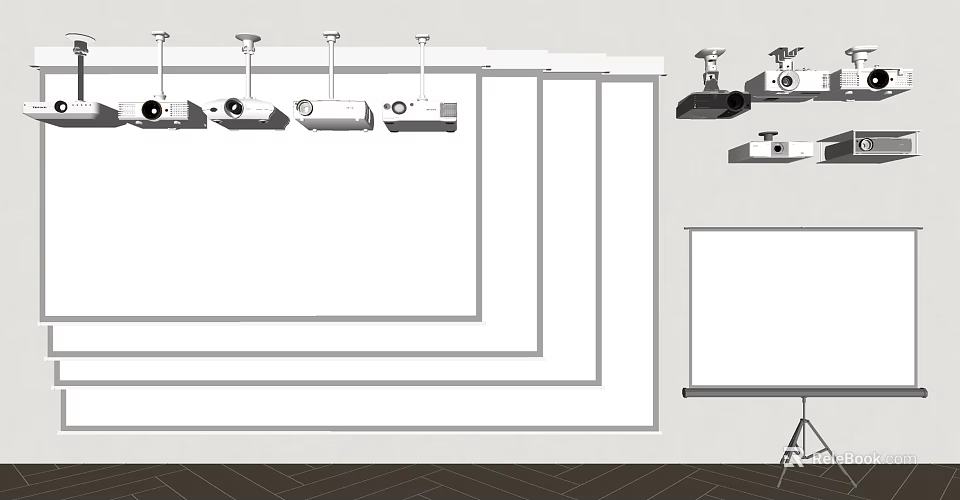 Professional Projection Monitoring System With Multiple Projectors Cameras And Screens In Indoor Setting 3d model 