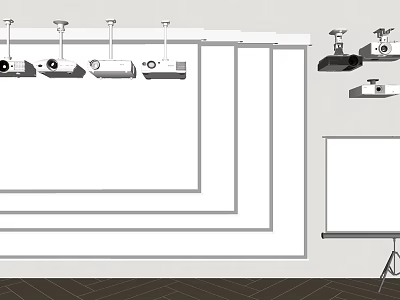 Professional Projection Monitoring System With Multiple Projectors Cameras And Screens In Indoor Setting 3d model