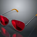 Stylish Aviator Sunglasses With Red Lenses Silver Frame And Orange Temples