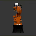 Orange Robotic Arm With White Components And Black Base Structure Design