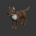 3D Character Model of a Brown Dog with White Chest Standing on Dark Background
