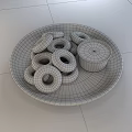 Orange Fried Rings Served on White Marble Plate with Dipping Sauce