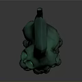 3D Rendered Green Fantasy Sword With Long Blade Glowing Patterns And Decorative Hilt