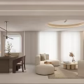 Modern Living Dining Room Interior With Beige Sofa Coffee Table Area Rug And Wall Art