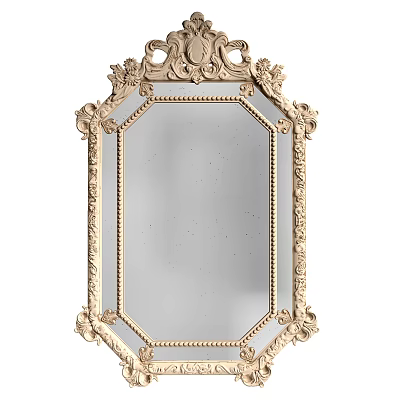 Ornate Vintage Style Mirror With Intricate Carved Frame And Floral Accents 3d model