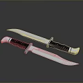 Two Sharp Silver Bladed Knives With Black Handles For Weapon