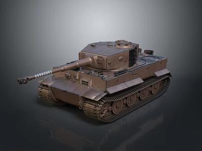 Military Tank With Long Cannon Metallic Armor Heavy Tracks And 3D Render 3d model