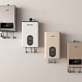Wall Mounted Water Heaters With Various Colors And Digital Control Panels 3d model
