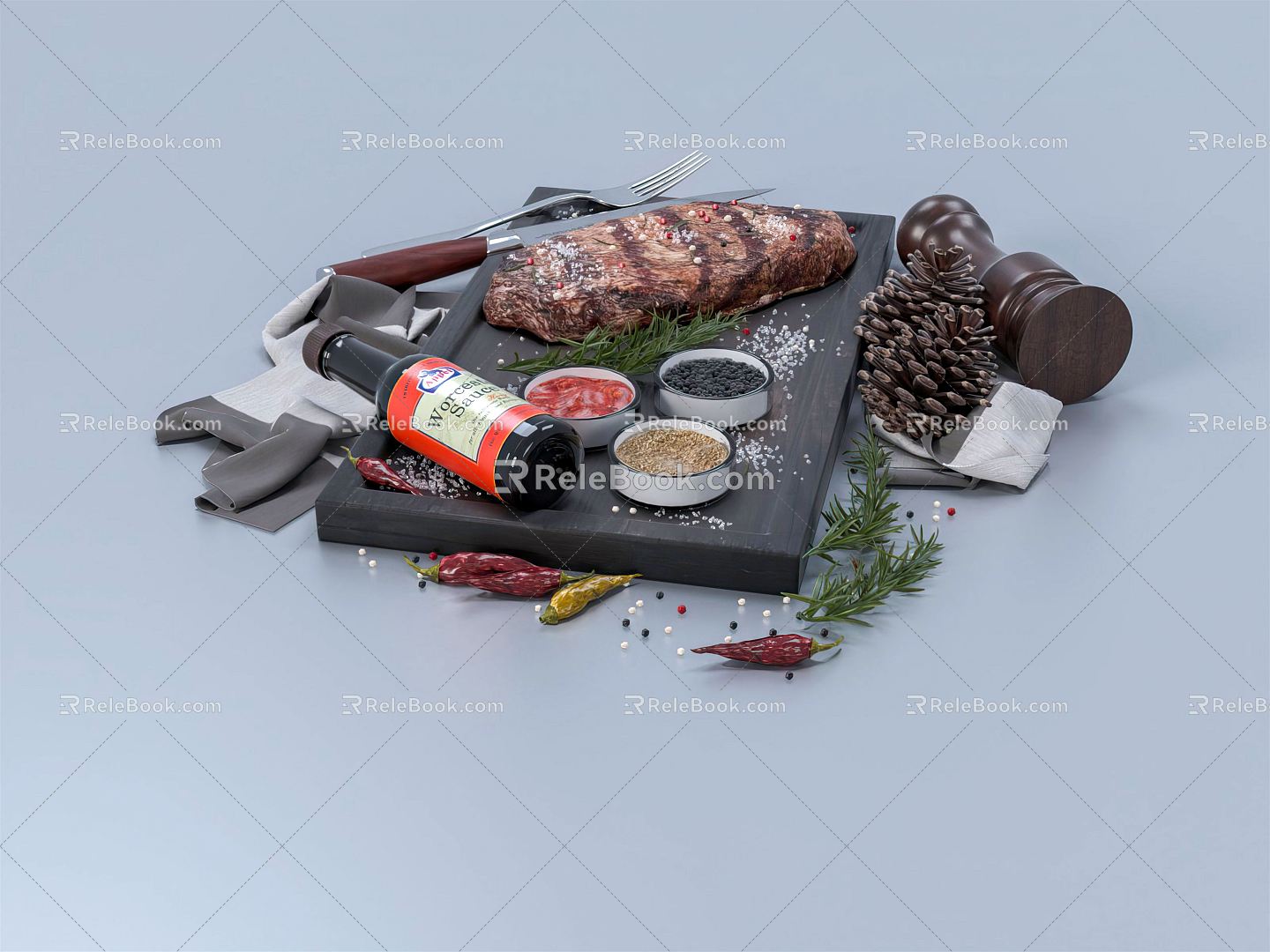 Modern Food Food Refreshment Casual Dinner Barbecue 3d model