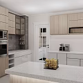 Modern Kitchen Interior Design With Light Wood Cabinets White Countertop And Island