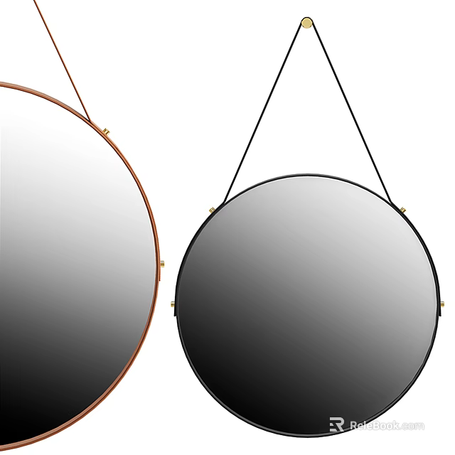 Round Hanging Mirrors With Brown And Black Frames For Home Decor 3d model 