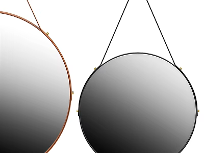 Round Hanging Mirrors With Brown And Black Frames For Home Decor 3d model