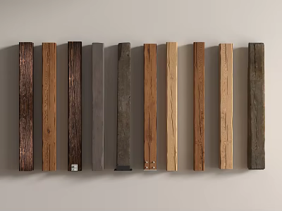 Different Colored Stone Wood Strips With Natural Textures Arranged Neatly On Light Background 3d model