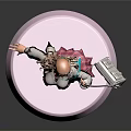 Fashionable Female Character Figurine With Pink Hat Plaid Skirt And Handbag On White Base