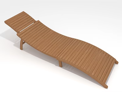 Durable Wooden Outdoor Lounge Chair With Slatted Curved Design For Relaxation 3d model