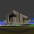 Modern Industrial Factory Building With Glass Curtain Wall Metal Structure And Green Lawn
