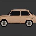 Vintage Beige Classic Car With Two Door Design White Wheels And Retro Style