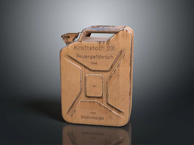 Vintage 20 Liter Fuel Canister With Fuel Label And Test Stamp Details 3d model