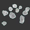 Detailed Wireframe Rendering of Cosmic Asteroids on Gray Background for Space Research
