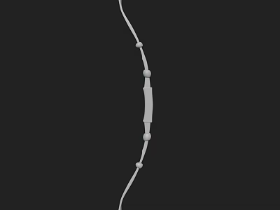 White Curved Bow Weapon With String Grip And String Grooves On Black Background 3d model