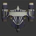 Cosmic Aerospace Spacecraft With Circular Structure Dual Thrusters And Blue White Yellow Stripes