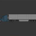 Blue Semi Truck With White Trailer And Shiny Exterior On Gray Surface