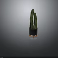 Green Cactus Plant In Black Planter With Orange Legs On Reflective Surface