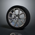 Car Tire With Silver Multi Spoke Alloy Wheel Black Rubber Tread Modern Design