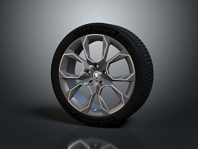 Skoda Tire Wheel Hub Volkswagen Wheel Volkswagen Tire New Tire 3d model