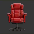 Ergonomic Red Leather Office Chair With Swivel Wheels And Comfortable Armrests