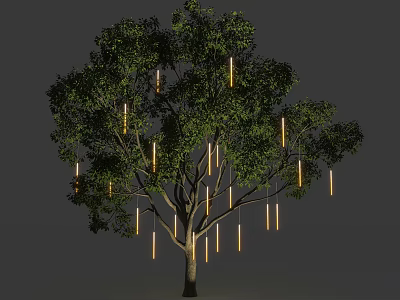 Slim Yellow Decorative Lights Hanging on Tree for Outdoor Garden Landscape Decoration 3d model