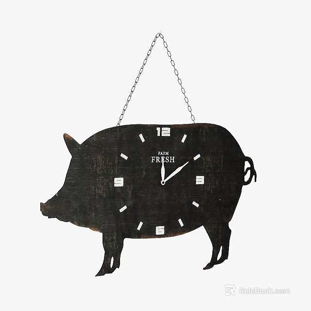 Rustic Pig Shaped Wooden Hanging Clock For Home Decor And Wall Art 3d model 