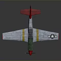 Vintage Airplane Model With Red Tail Green Cockpit And White Star On Wings